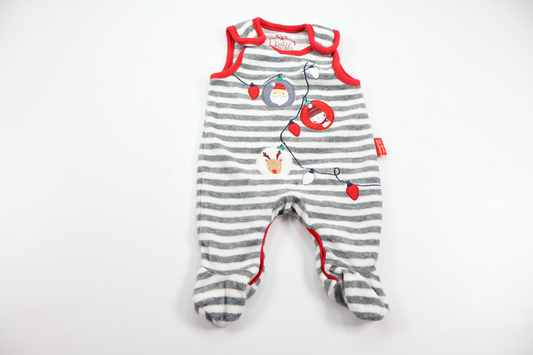 Randig jumpsuit i fleece från Baby Club by C&A - Storlek 50 - Grå