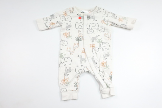Pyjamas med djur från H&M - Storlek 50 - Vit