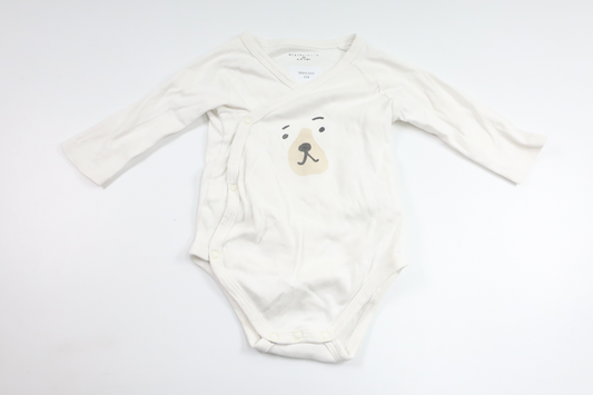 Omlottbody med nalle från Minimarket - Storlek 68 - Vit