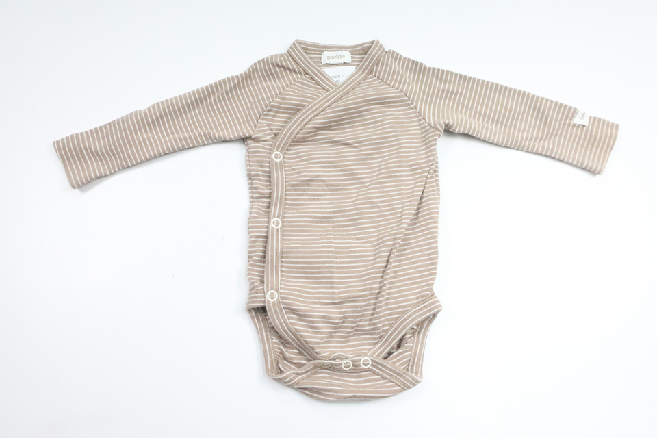 Randig omlottbody från Newbie - Storlek 62 - Beige