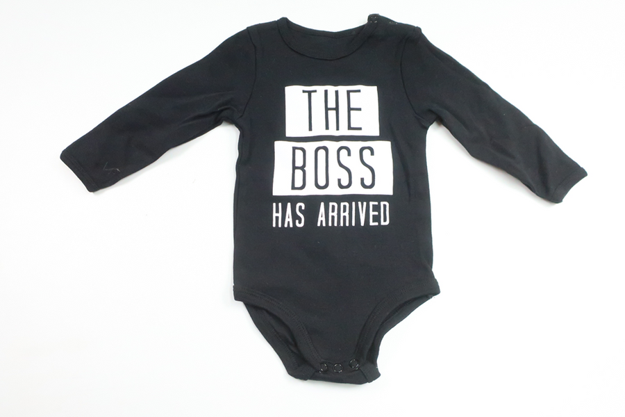 Body med text från Petite Mini - Storlek 68 - Svart