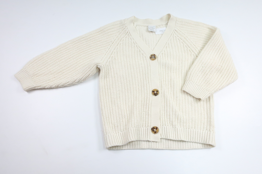 Stickad kofta från Lindex - Storlek 98/104 - Benvit