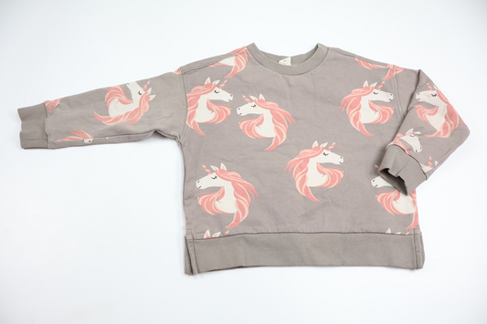 Sweatshirt med enhörningar från Uniq Mini - Storlek 98/104 - Grå