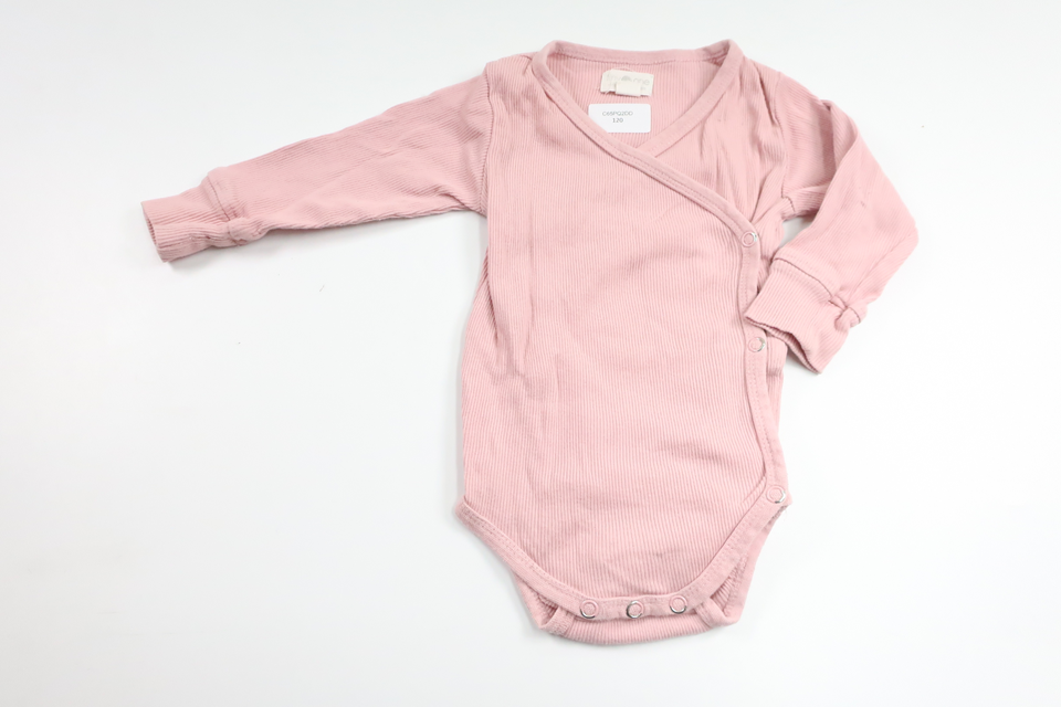 Ribbed wrap bodysuit from Tiny One - Size 56 - Pink