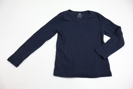 Ribbad tröja från H&M - Storlek 110/116 - Marinblå