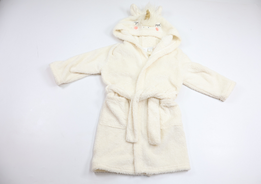 Badrock/Morgonrock i fleece från H&M Home - Storlek 98/104 - Benvit