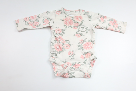 Blommig body från Newbie - Storlek 62 - Vit