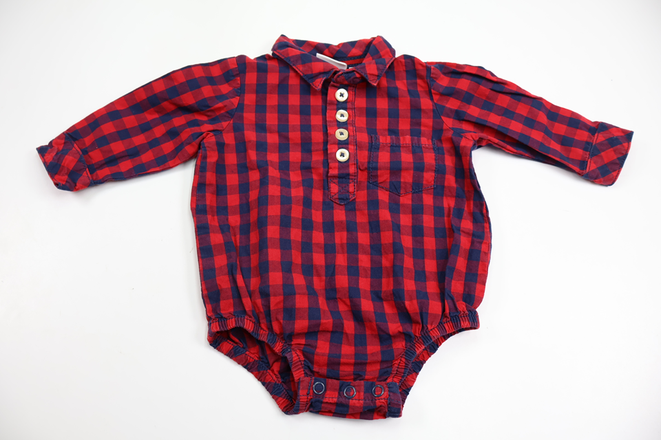Rutig body från My Wear Baby - Storlek 62 - Röd