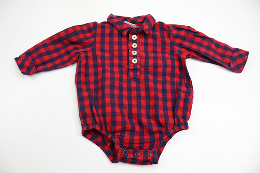 Rutig body från My Wear Baby - Storlek 62 - Röd