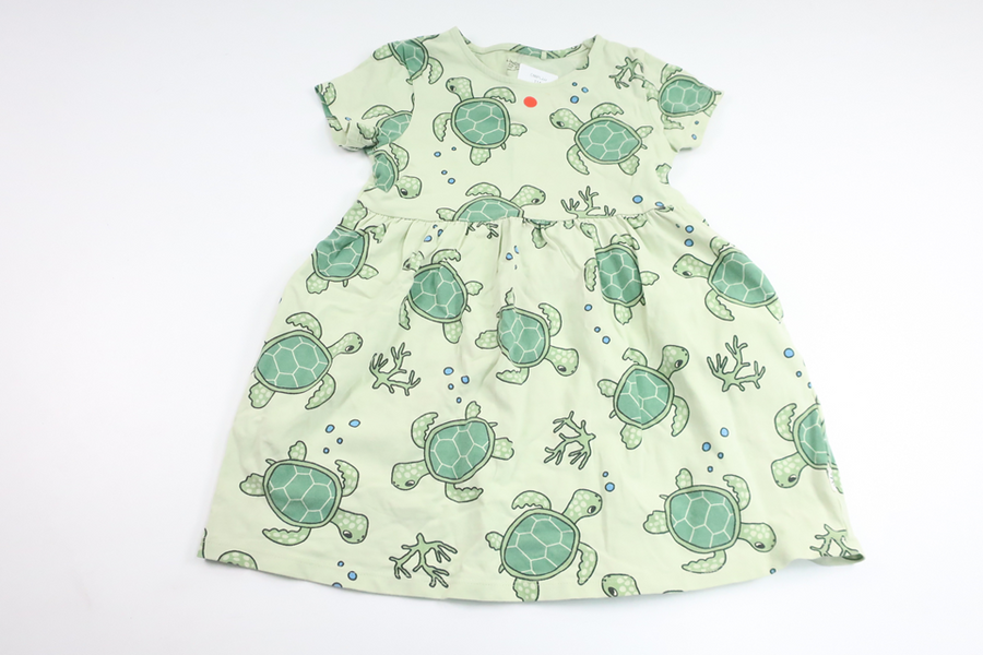 Klänning med sköldpaddor från Lindex - Storlek 98 - Grön