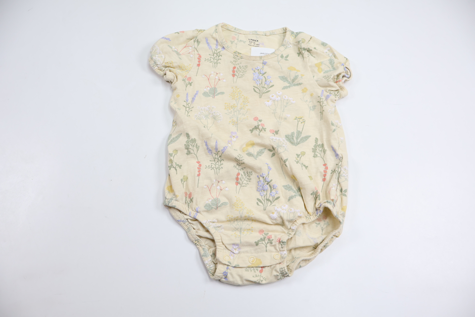 Blommig body från Lindex - Storlek 86 - Gul