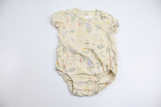 Blommig body från Lindex - Storlek 86 - Gul