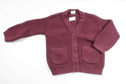 Stickad kofta från Polarn o. Pyret - Storlek 98 - Vinröd