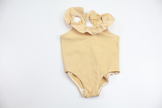 Randig baddräkt med volang från H&M - Storlek 74/80 - Gul