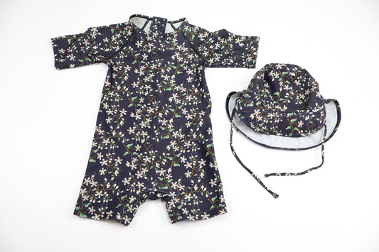 UV-dräkt med matchande UV-hatt från Mini A Ture - Storlek 74/80 - Marinblå