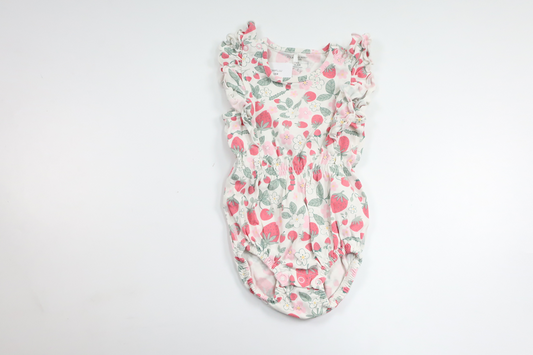 Body med jordgubbar från Polarn o. Pyret - Storlek 62 - Vit