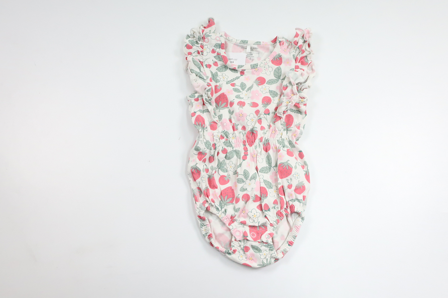 Body med jordgubbar från Polarn o. Pyret - Storlek 62 - Vit