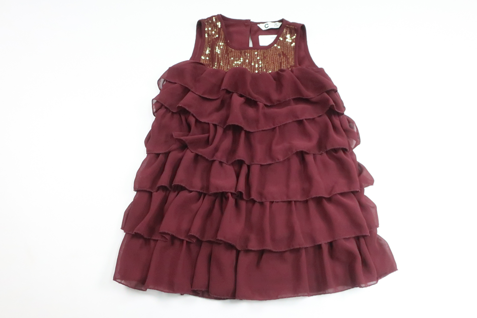 Klänning med volang från Cubus - Storlek 92 - Vinröd