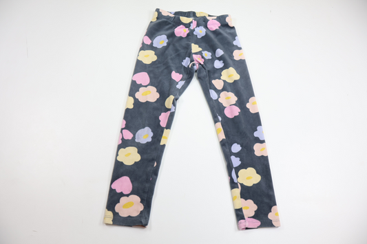 Blommiga byxor i velour från Lindex - Storlek 116 - Grå