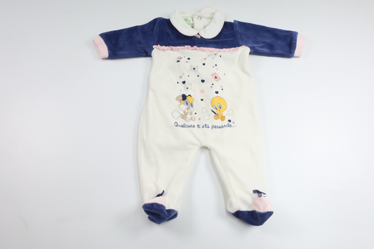 Pyjamas i fleece Looney Tunes från Bimbus - Storlek 56 - Vit