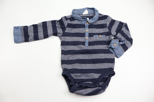 Randig body från H&M - Storlek 68 - Marinblå