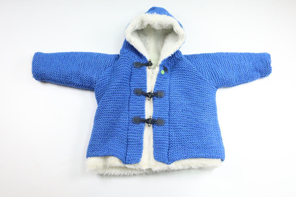 Thick fleece-lined knitted jacket from Hemstickat - Size 86/92 - Blue
