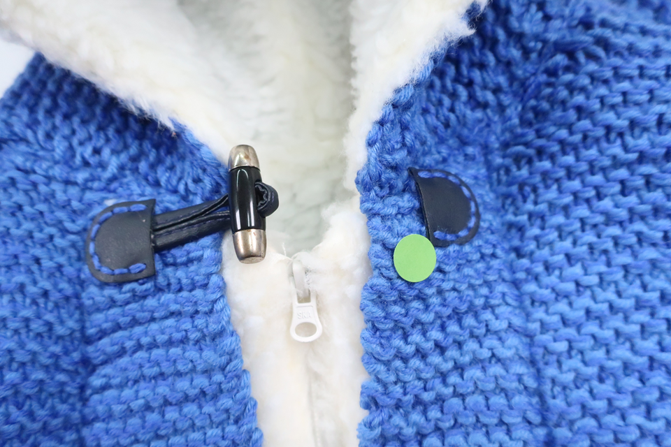 Thick fleece-lined knitted jacket from Hemstickat - Size 86/92 - Blue