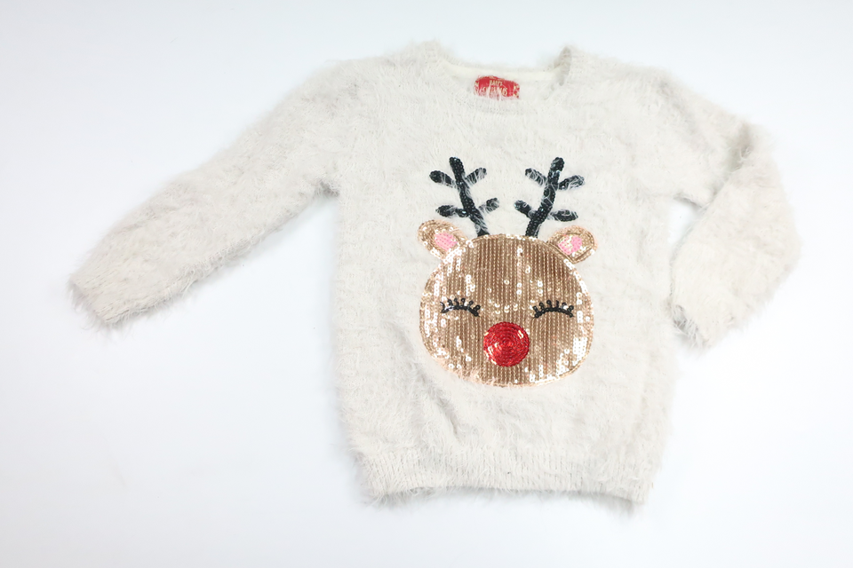 Lurvig tröja från Happy Christmas - Storlek 116 - Vit