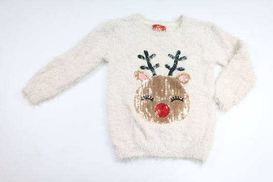 Lurvig tröja från Happy Christmas - Storlek 116 - Vit