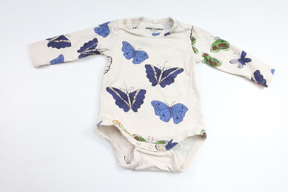 Body med fjärilar från Mini Rodini - Storlek 56/62 - Benvit
