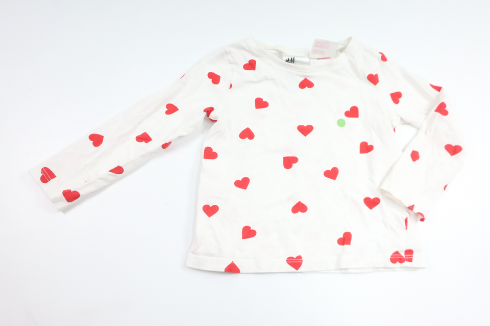 Pyjamas tröja med hjärtan från H&M - Storlek 98/104 - Vit