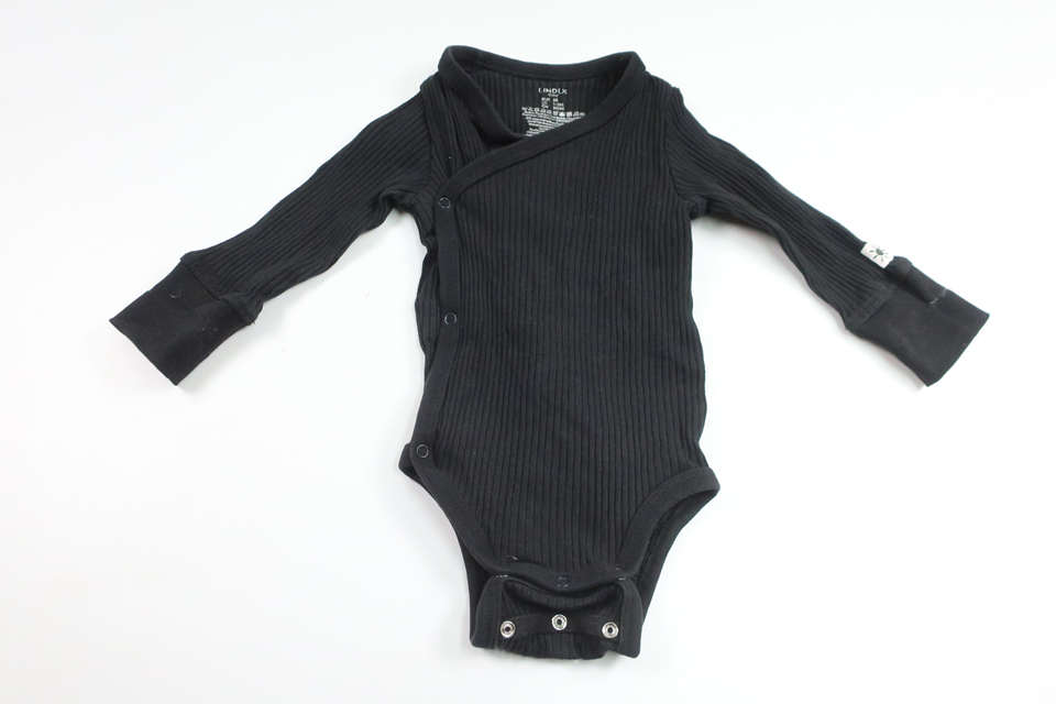 Ribbed wrap bodysuit from Lindex - Size 56 - Black