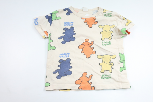 T-shirt med elefanter från H&M - Storlek 92 - Beige