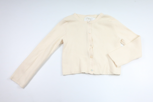 Ribbad kofta från Zara - Storlek 120 - Benvit