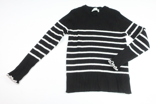 Stickad ribbad tröja från H&M - Storlek 128/134 - Svart