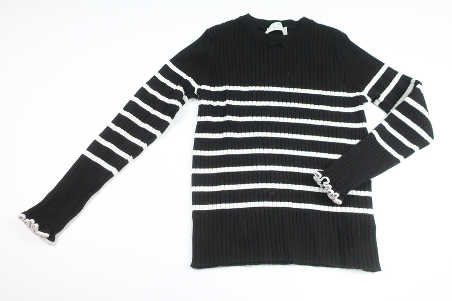 Stickad ribbad tröja från H&M - Storlek 128/134 - Svart