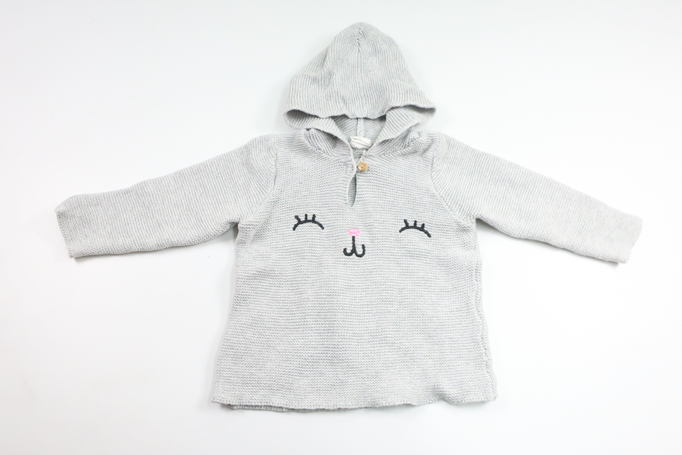 Stickad tröja med luva från H&M - Storlek 68 - Grå