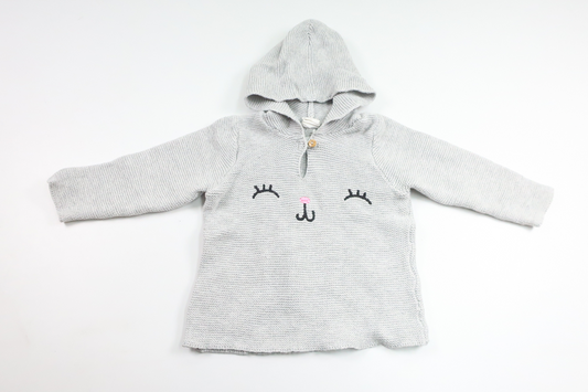 Stickad tröja med luva från H&M - Storlek 68 - Grå