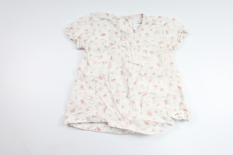 Blommig tunika från Newbie - Storlek 74 - Vit