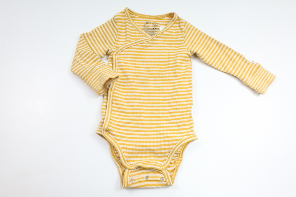 Ribbad omlottbody från Lindex - Storlek 68 - Gul