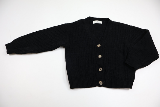 Stickad kofta från H&M - Storlek 122/128 - Svart