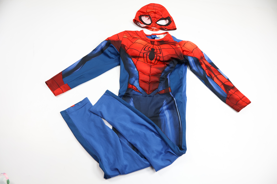 Jumpsuit "Spindelmannen" med mask från H&M - Storlek 110/116 - Blå