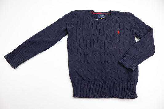 Stickad tröja från Ralph Lauren - Storlek 116 - Marinblå