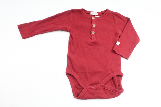 Ribbad body från Newbie - Storlek 74 - Vinröd