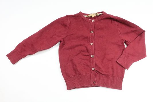 Stickad kofta från Basic U - Storlek 74 - Vinröd