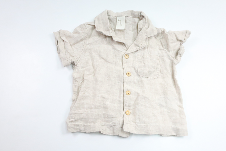 Skjorta i 100% lin från H&M - Storlek 68 - Beige