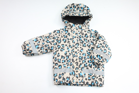 Fleecefodrad leopardmönstrad regnjacka från Nordbjörn - Storlek 80 - Grå