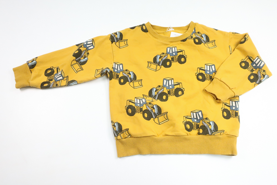 Sweatshirt med traktorer från Lindex - Storlek 110 - Gul