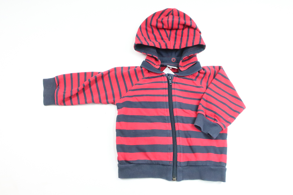 Randig munkjacka från Polarn o. Pyret - Storlek 74 - Röd