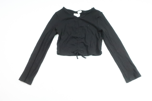 Ribbad tröja från Lindex - Storlek 128 - Svart